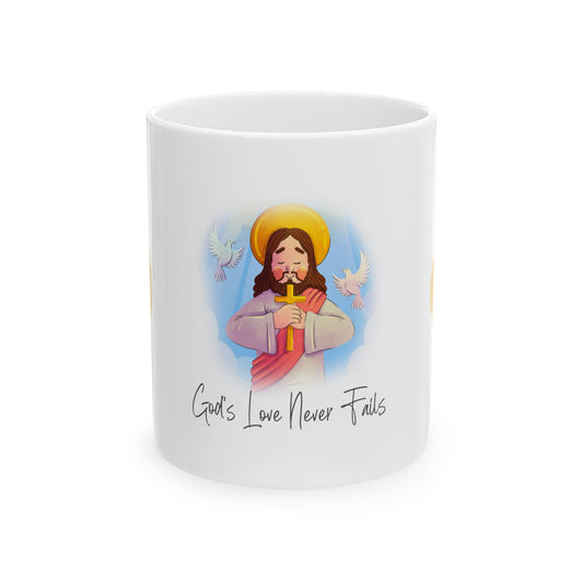 God’s Love Never Fails - Inspirational Kids' Ceramic Mug