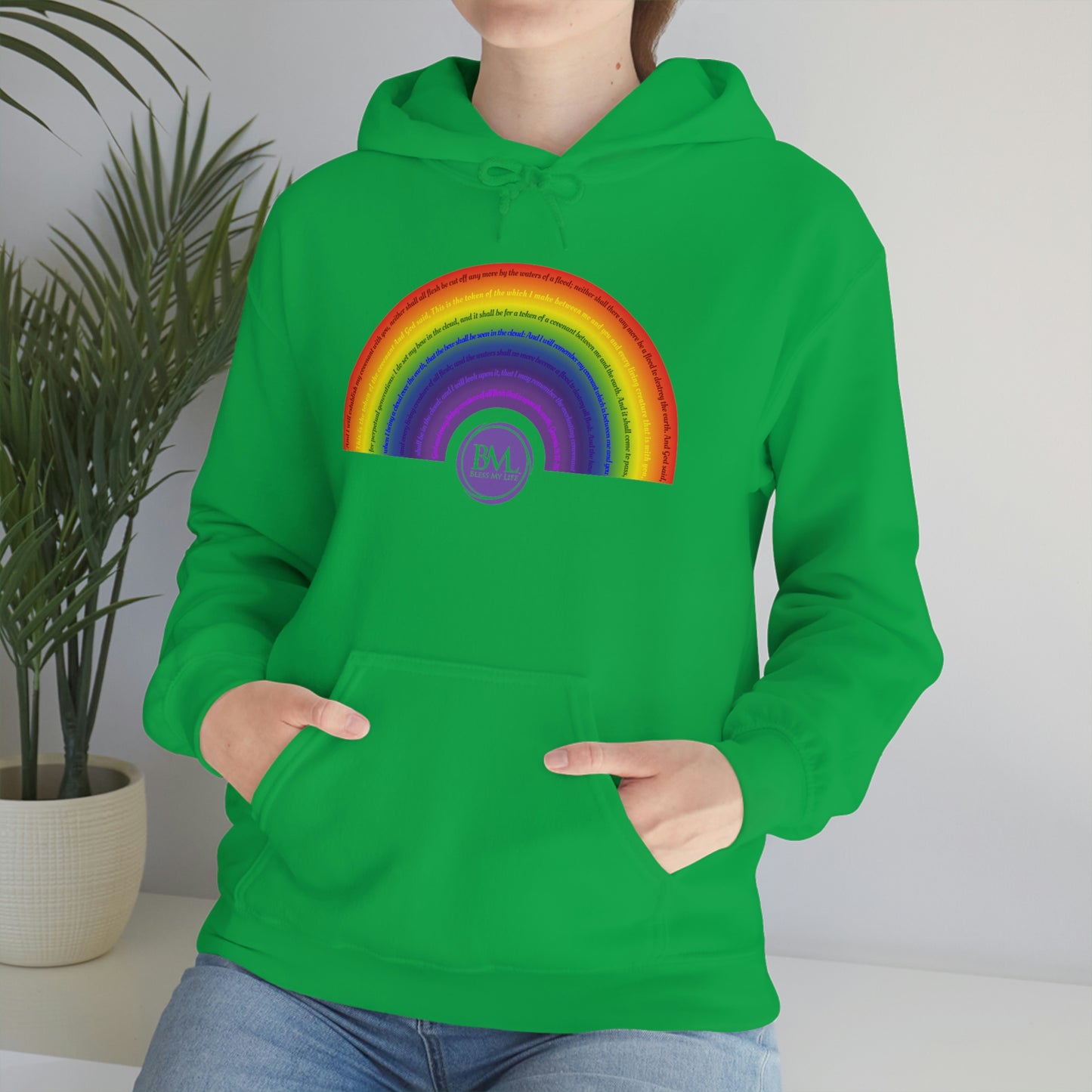 God's covenant in Biblical Scripture & in the form of His bow, A Worldwide Favorite Covenant seeing in the sky by Billions! Unisex Heavy Blend™ Hooded Sweatshirt