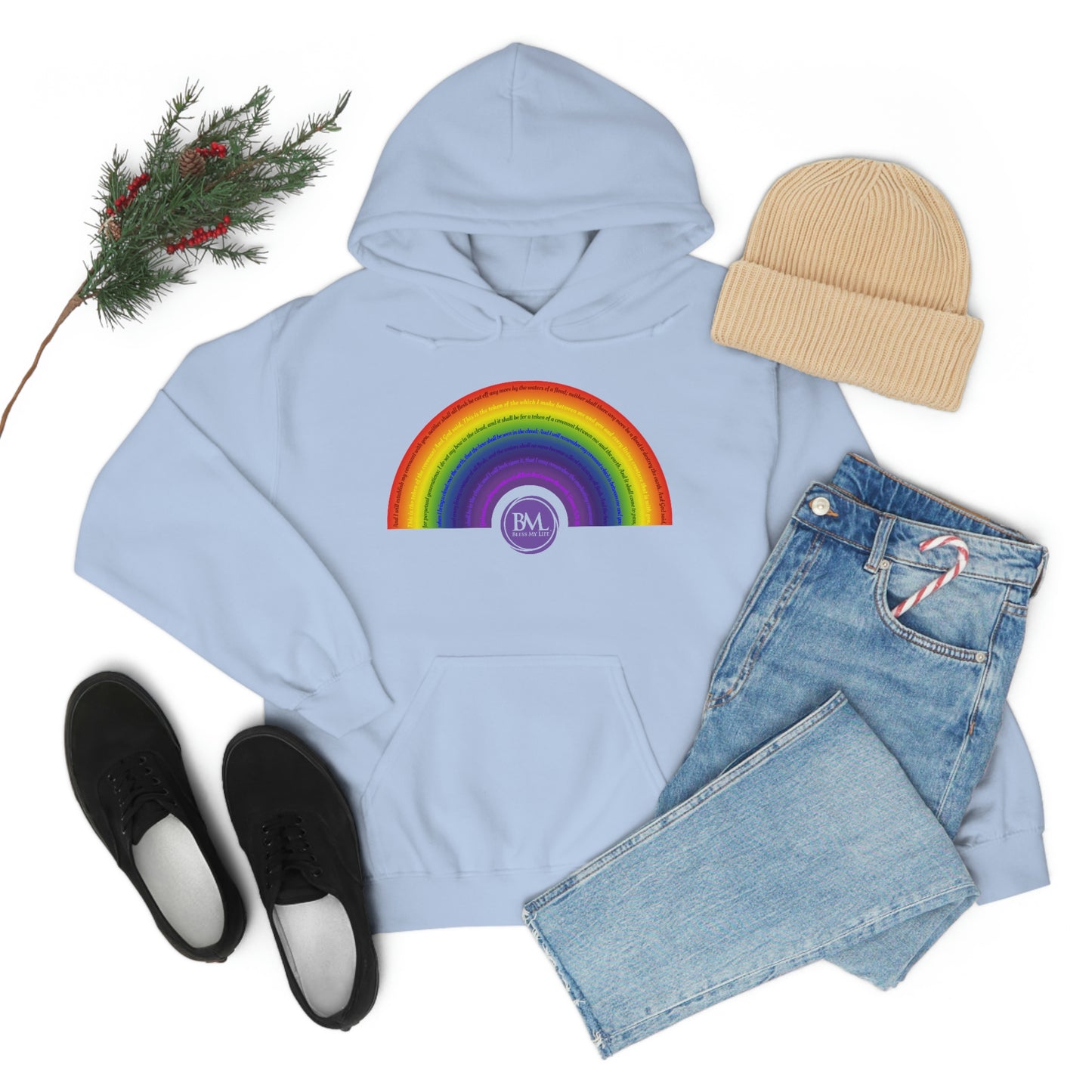 God's covenant in Biblical Scripture & in the form of His bow, A Worldwide Favorite Covenant seeing in the sky by Billions! Unisex Heavy Blend™ Hooded Sweatshirt