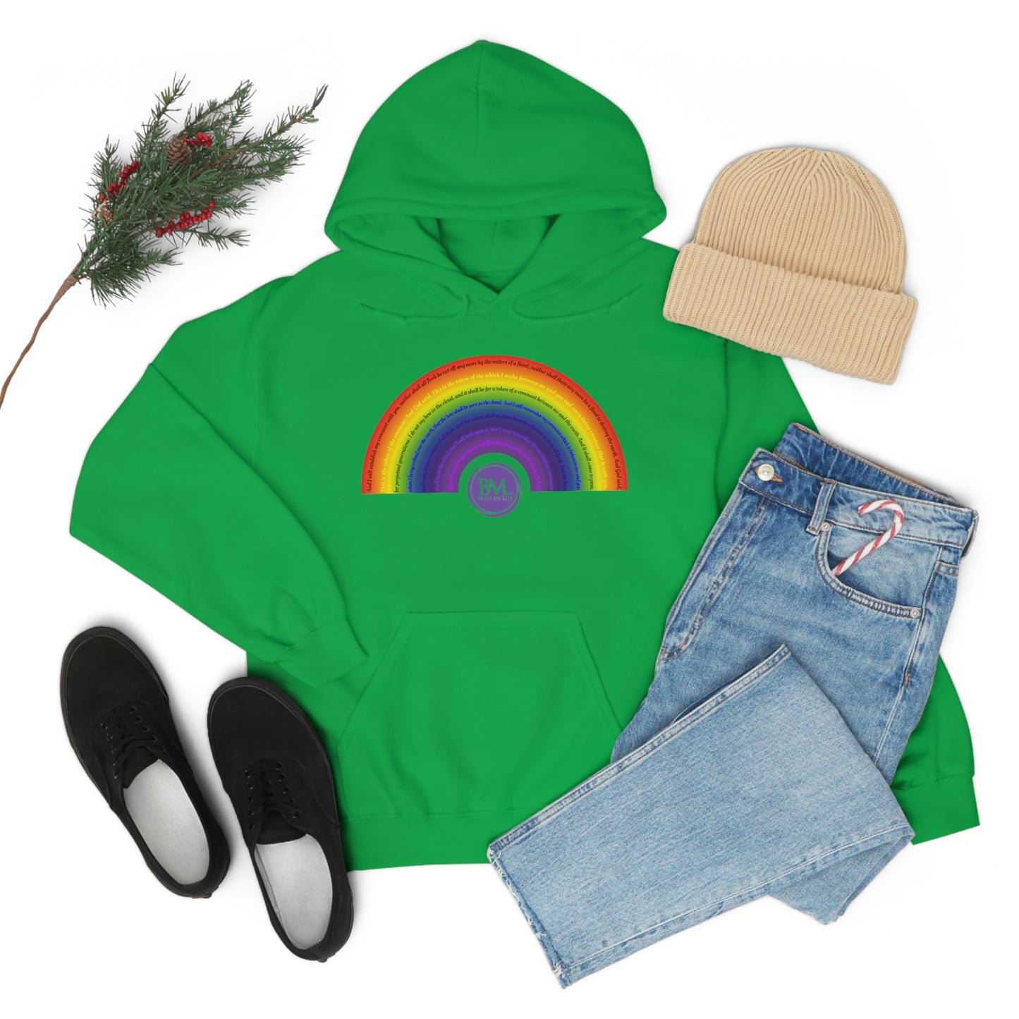 God's covenant in Biblical Scripture & in the form of His bow, A Worldwide Favorite Covenant seeing in the sky by Billions! Unisex Heavy Blend™ Hooded Sweatshirt