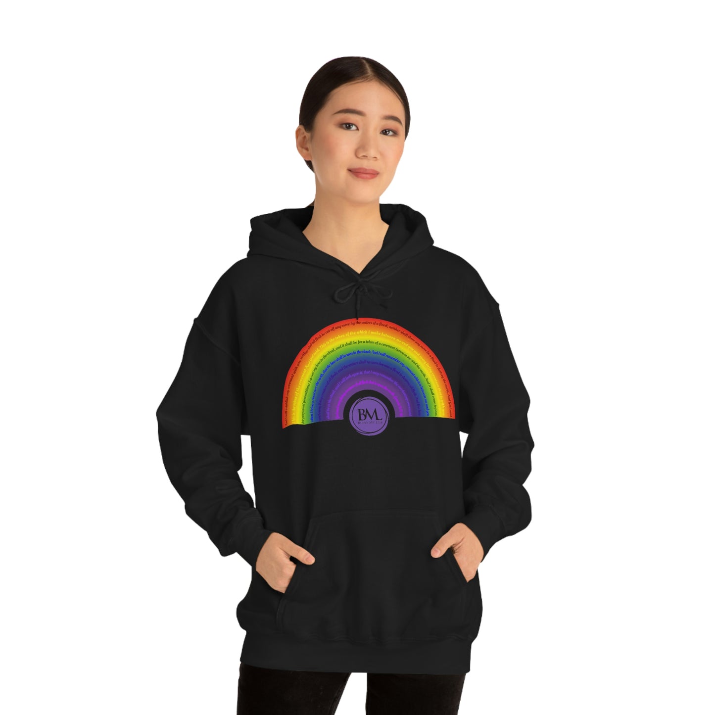God's covenant in Biblical Scripture & in the form of His bow, A Worldwide Favorite Covenant seeing in the sky by Billions! Unisex Heavy Blend™ Hooded Sweatshirt