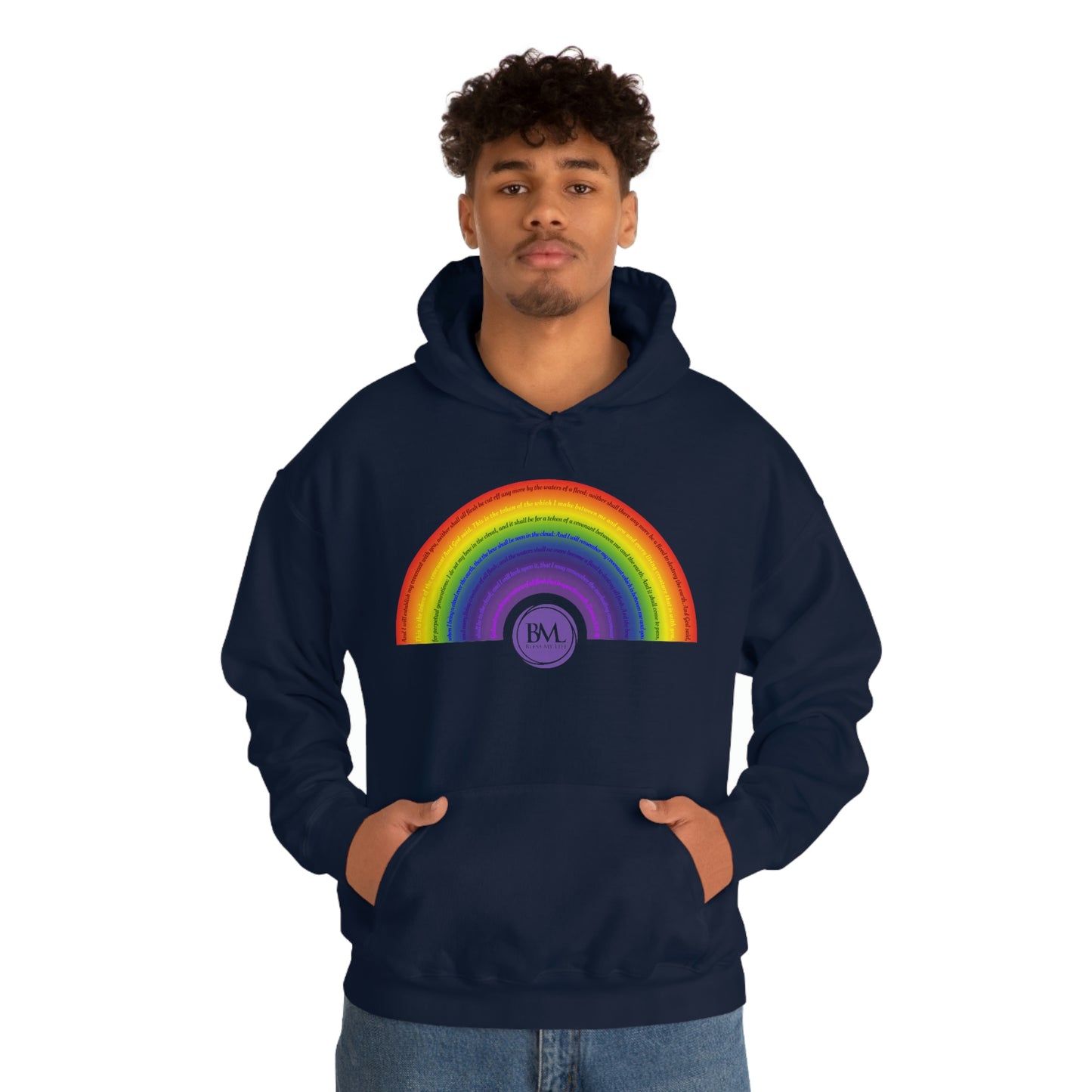 God's covenant in Biblical Scripture & in the form of His bow, A Worldwide Favorite Covenant seeing in the sky by Billions! Unisex Heavy Blend™ Hooded Sweatshirt