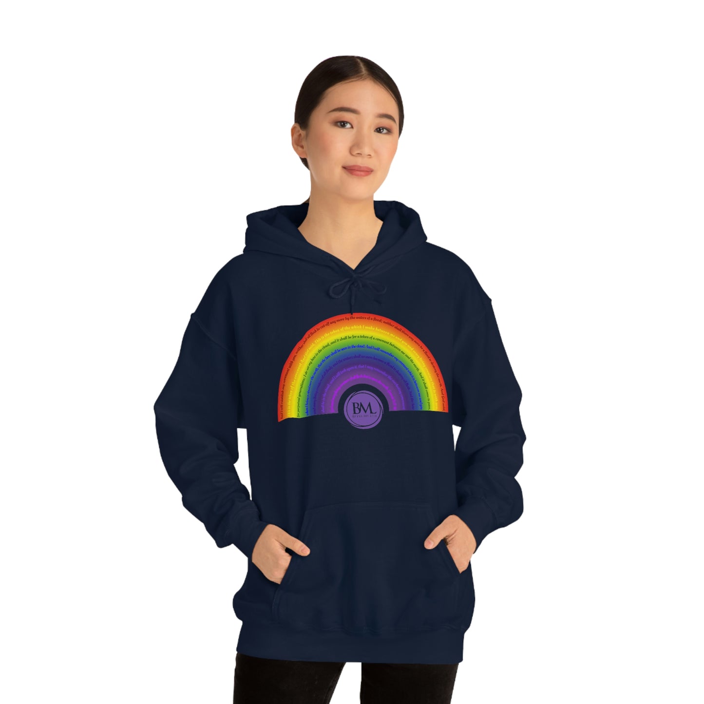 God's covenant in Biblical Scripture & in the form of His bow, A Worldwide Favorite Covenant seeing in the sky by Billions! Unisex Heavy Blend™ Hooded Sweatshirt