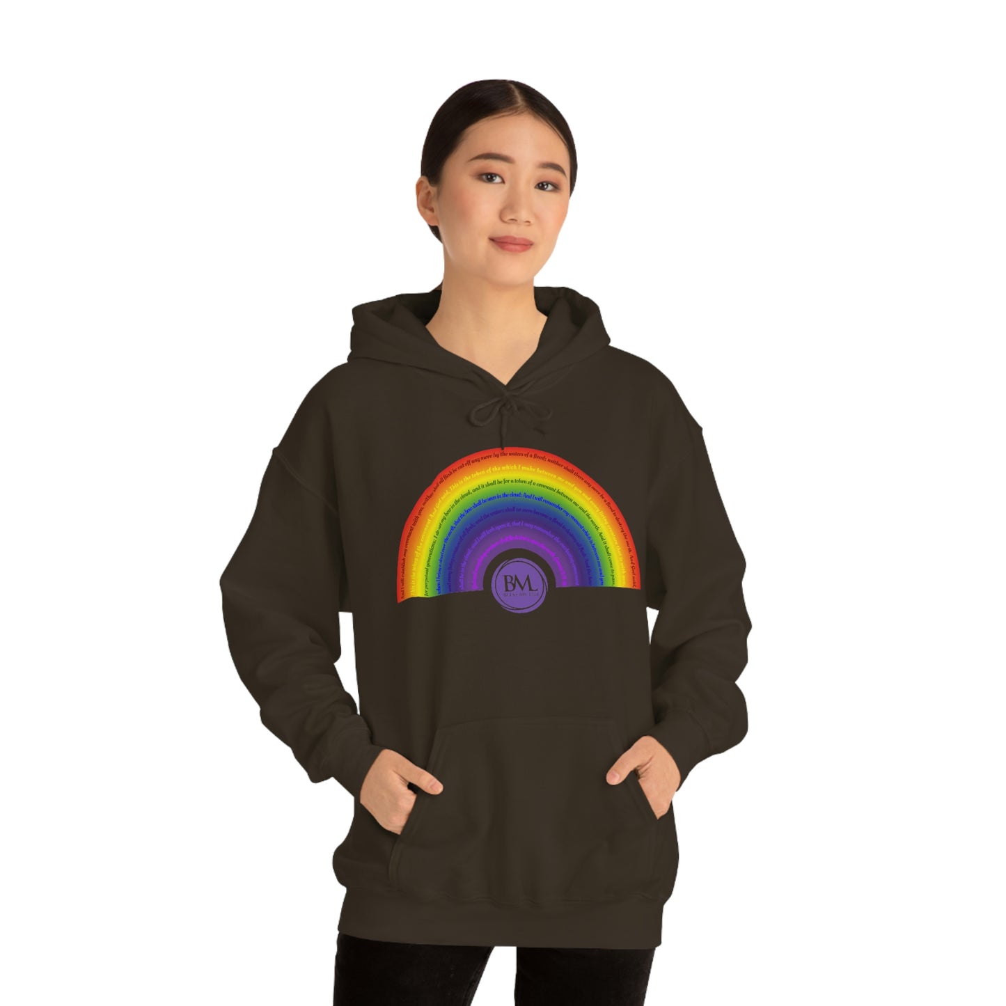 God's covenant in Biblical Scripture & in the form of His bow, A Worldwide Favorite Covenant seeing in the sky by Billions! Unisex Heavy Blend™ Hooded Sweatshirt