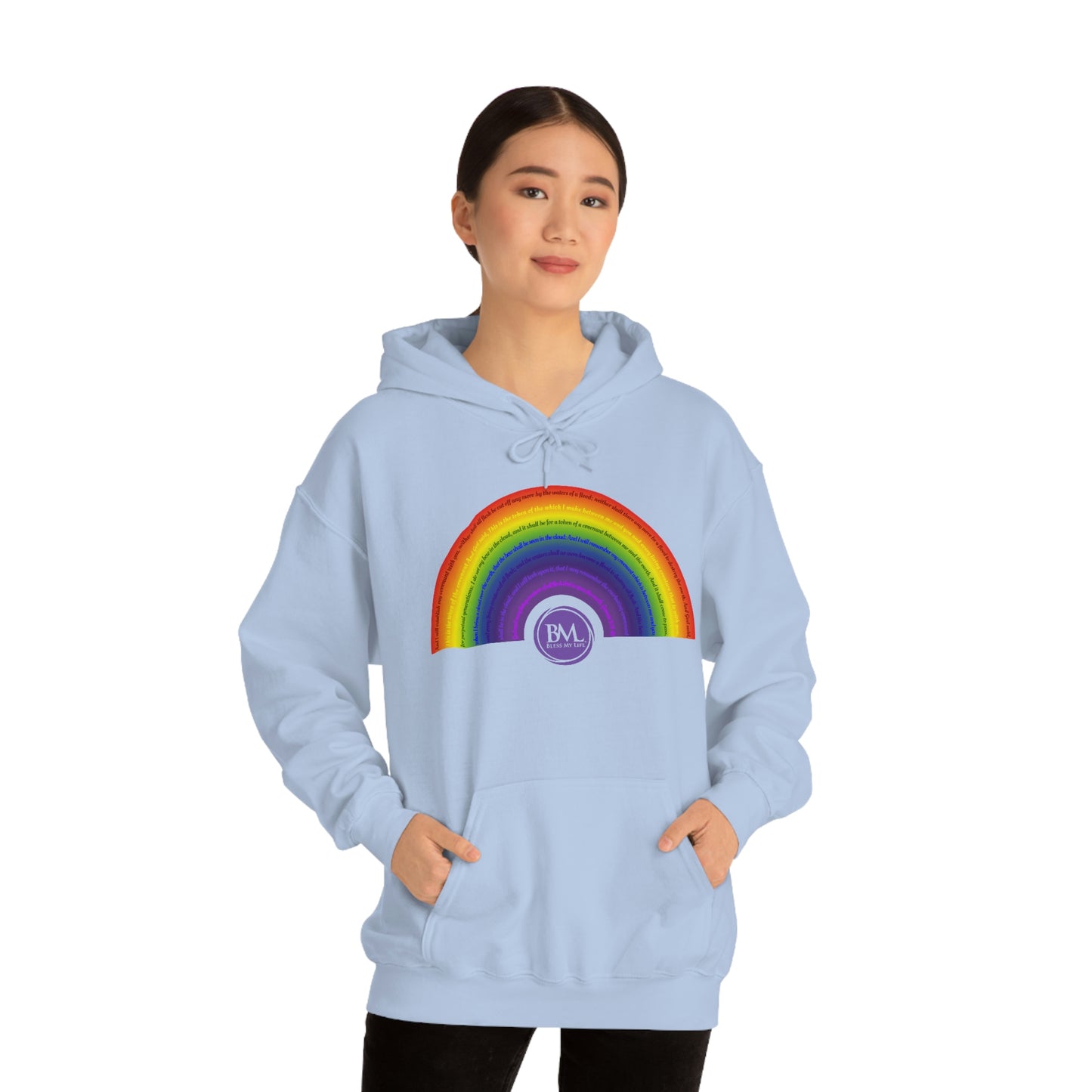 God's covenant in Biblical Scripture & in the form of His bow, A Worldwide Favorite Covenant seeing in the sky by Billions! Unisex Heavy Blend™ Hooded Sweatshirt