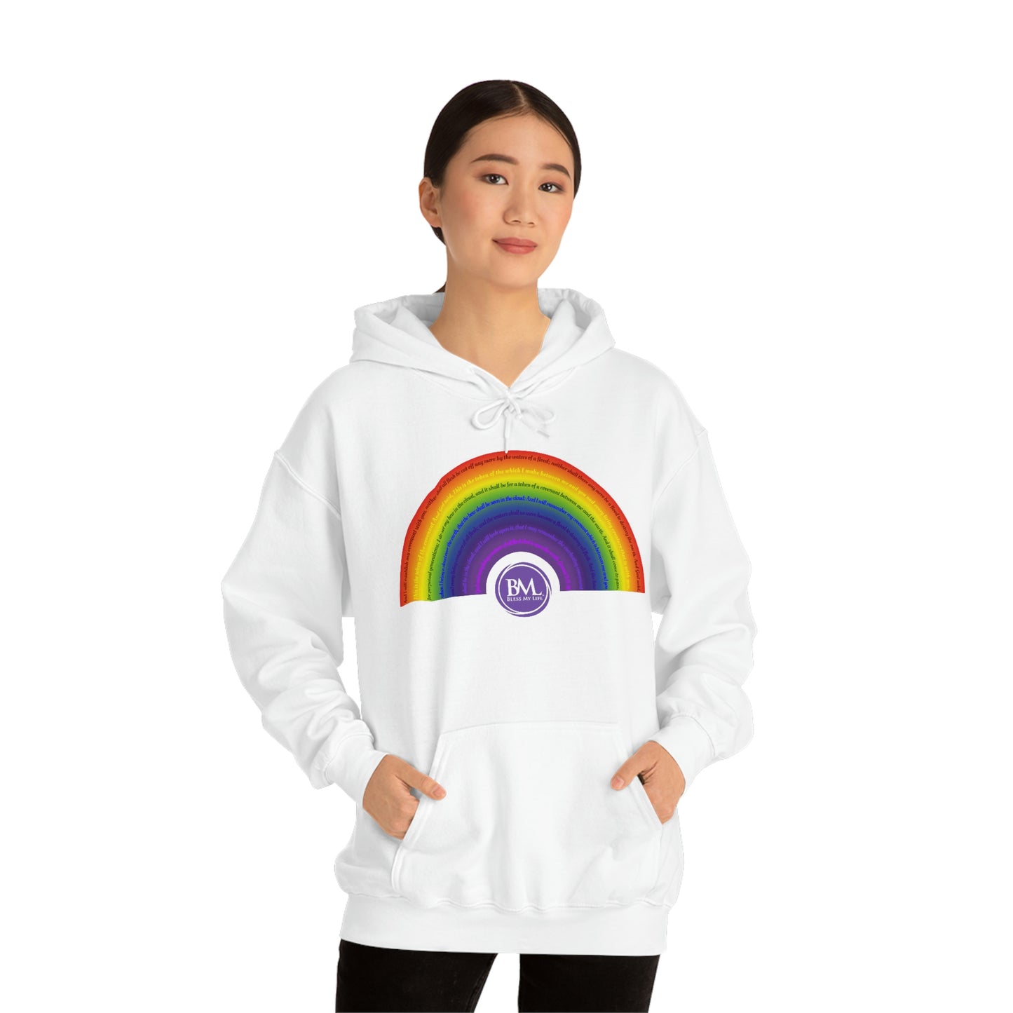 God's covenant in Biblical Scripture & in the form of His bow, A Worldwide Favorite Covenant seeing in the sky by Billions! Unisex Heavy Blend™ Hooded Sweatshirt