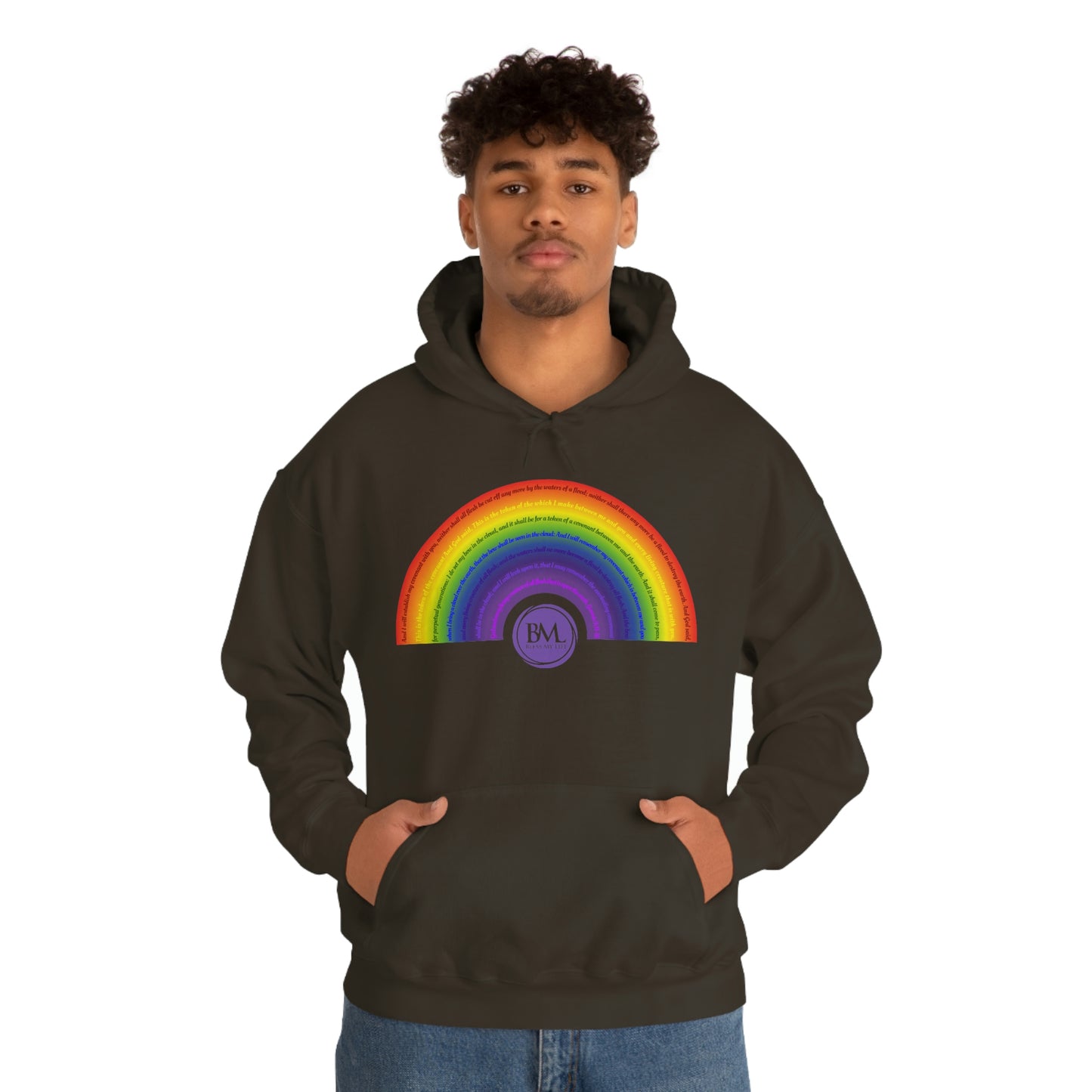 God's covenant in Biblical Scripture & in the form of His bow, A Worldwide Favorite Covenant seeing in the sky by Billions! Unisex Heavy Blend™ Hooded Sweatshirt