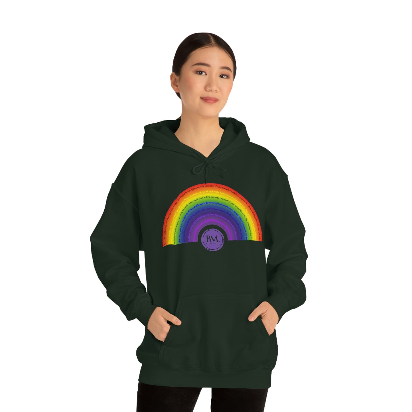 God's covenant in Biblical Scripture & in the form of His bow, A Worldwide Favorite Covenant seeing in the sky by Billions! Unisex Heavy Blend™ Hooded Sweatshirt