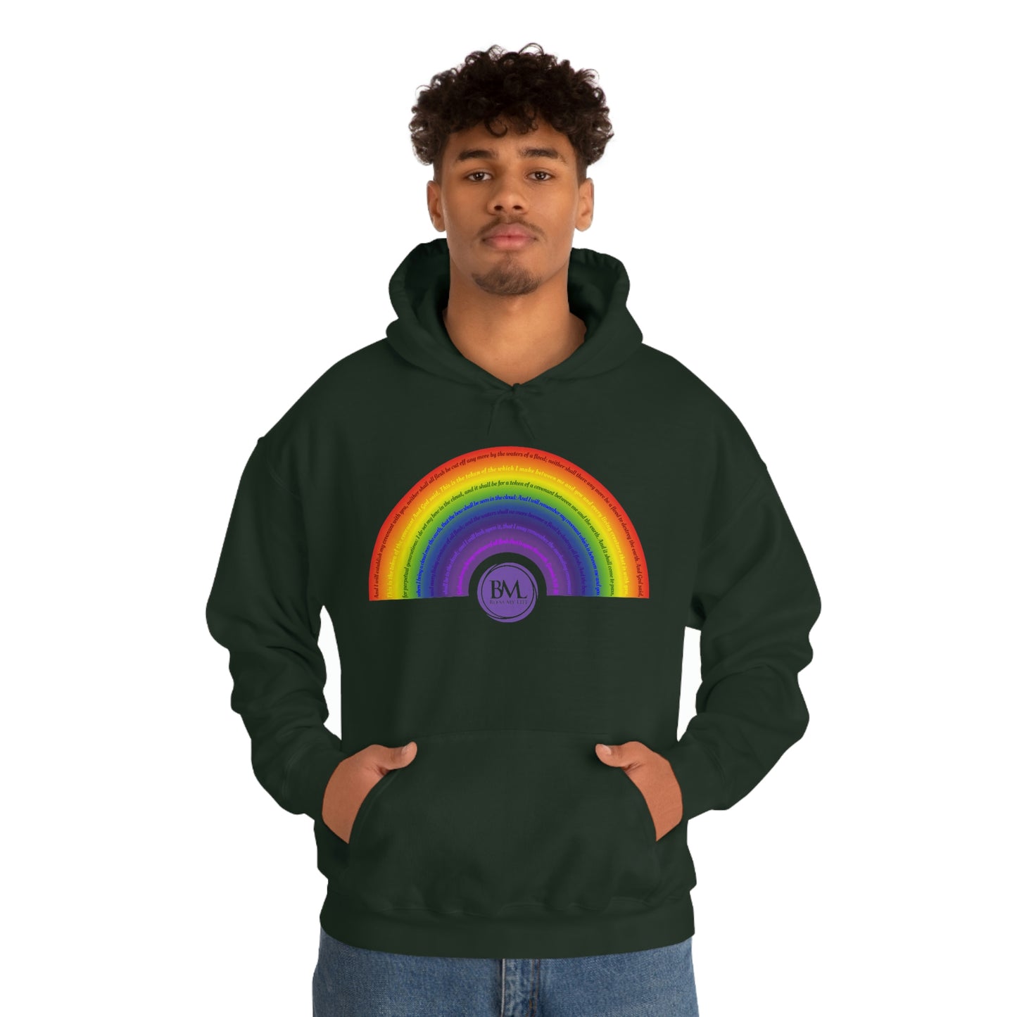 God's covenant in Biblical Scripture & in the form of His bow, A Worldwide Favorite Covenant seeing in the sky by Billions! Unisex Heavy Blend™ Hooded Sweatshirt