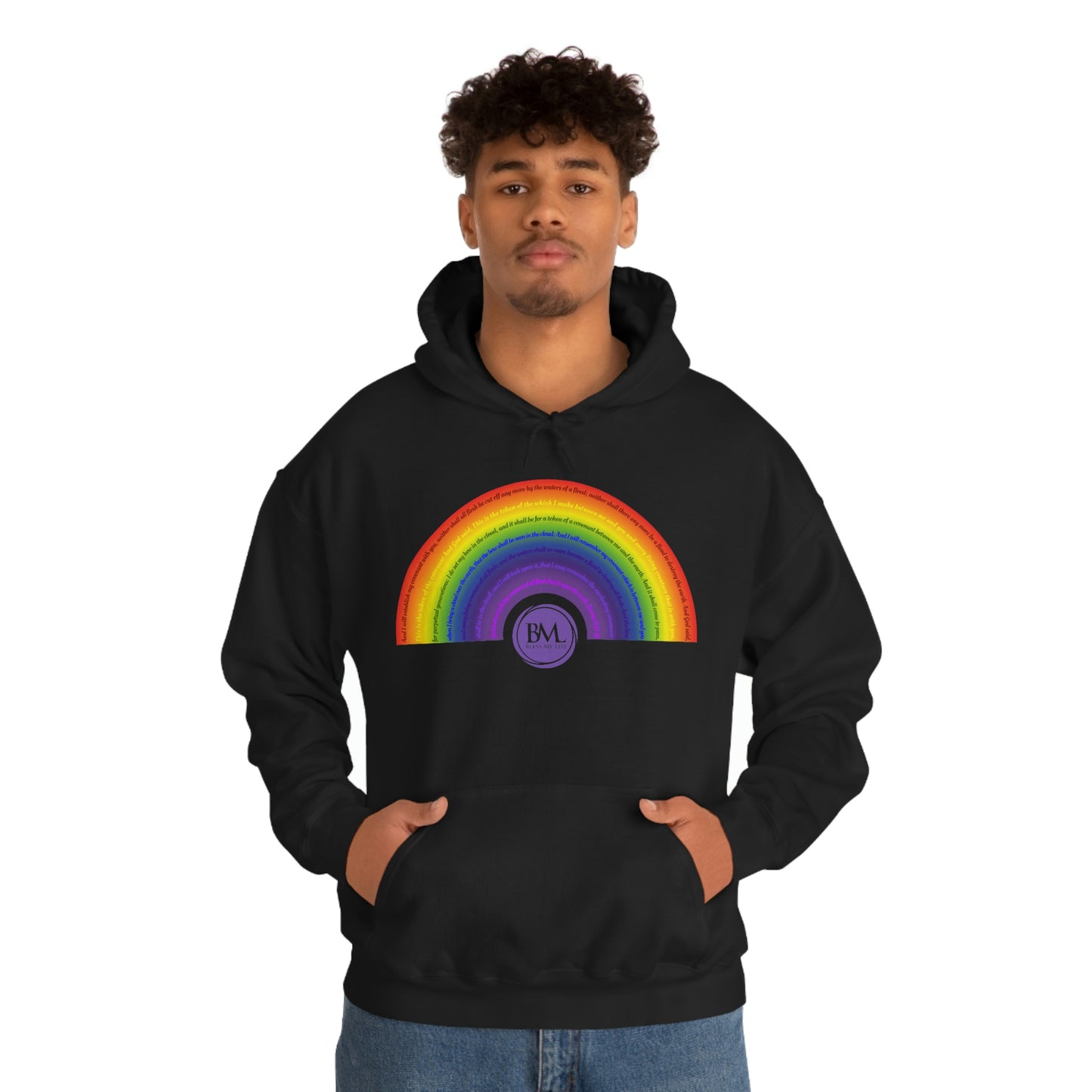God's covenant in Biblical Scripture & in the form of His bow, A Worldwide Favorite Covenant seeing in the sky by Billions! Unisex Heavy Blend™ Hooded Sweatshirt
