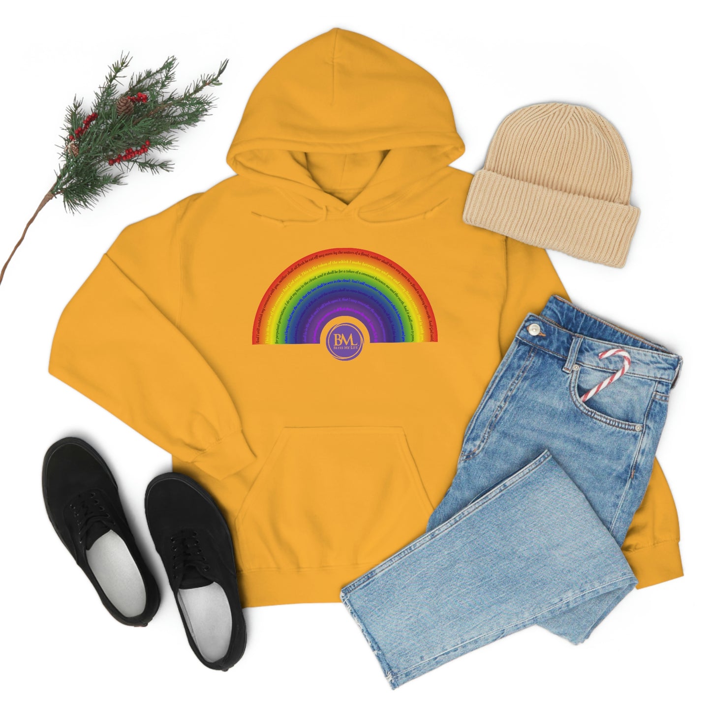 God's covenant in Biblical Scripture & in the form of His bow, A Worldwide Favorite Covenant seeing in the sky by Billions! Unisex Heavy Blend™ Hooded Sweatshirt