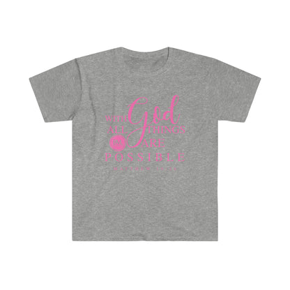 Matthew 19:26 With God All Things Are Possible | Women's Softstyle T-Shirt | Bless My Life
