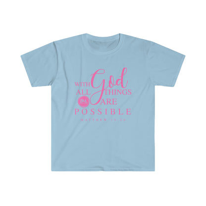 Matthew 19:26 With God All Things Are Possible | Women's Softstyle T-Shirt | Bless My Life
